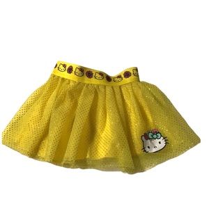Hello Kitty Girls Bright Yellow Metallic Sparkly Polka Dot Tutu Skirt
